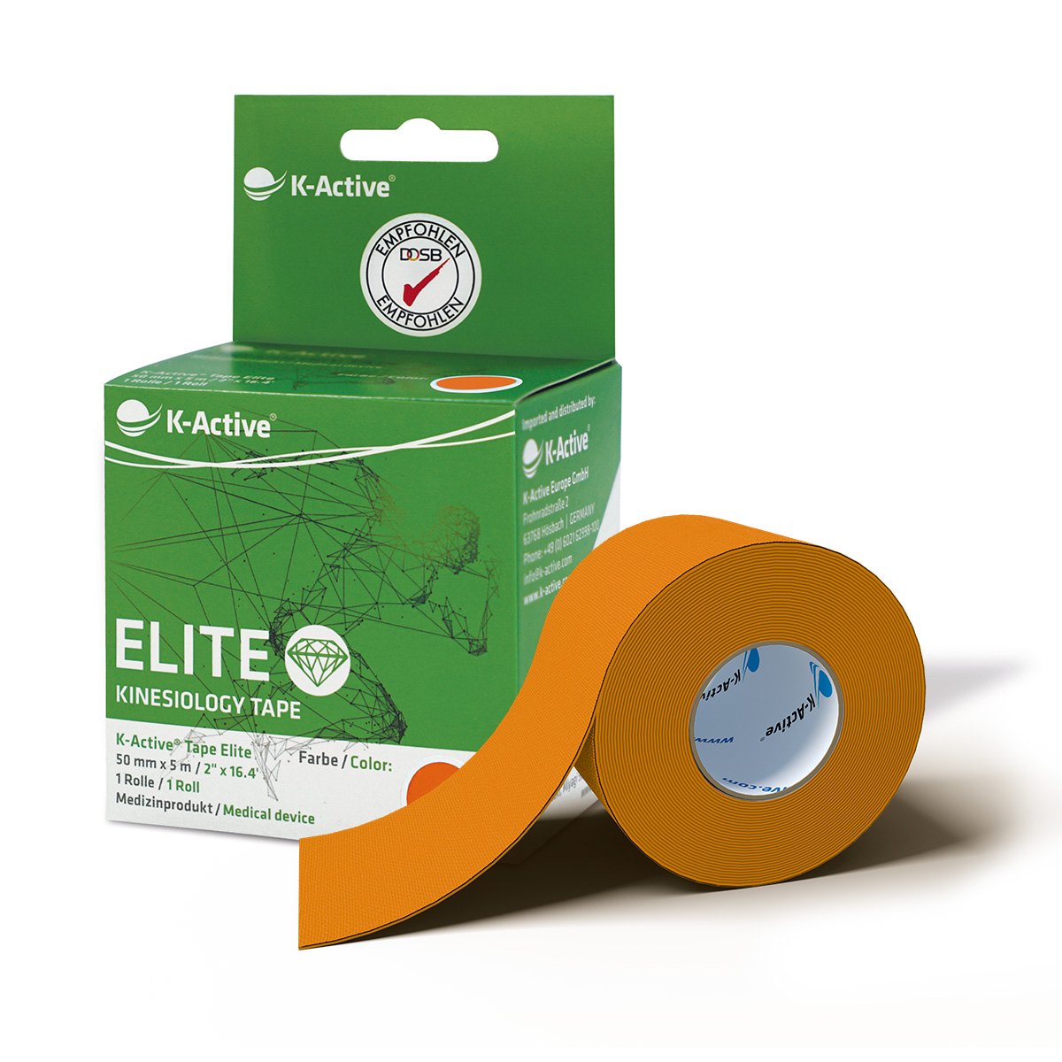 K-Active Tape Elite arancione, confezione da 1 rotolo